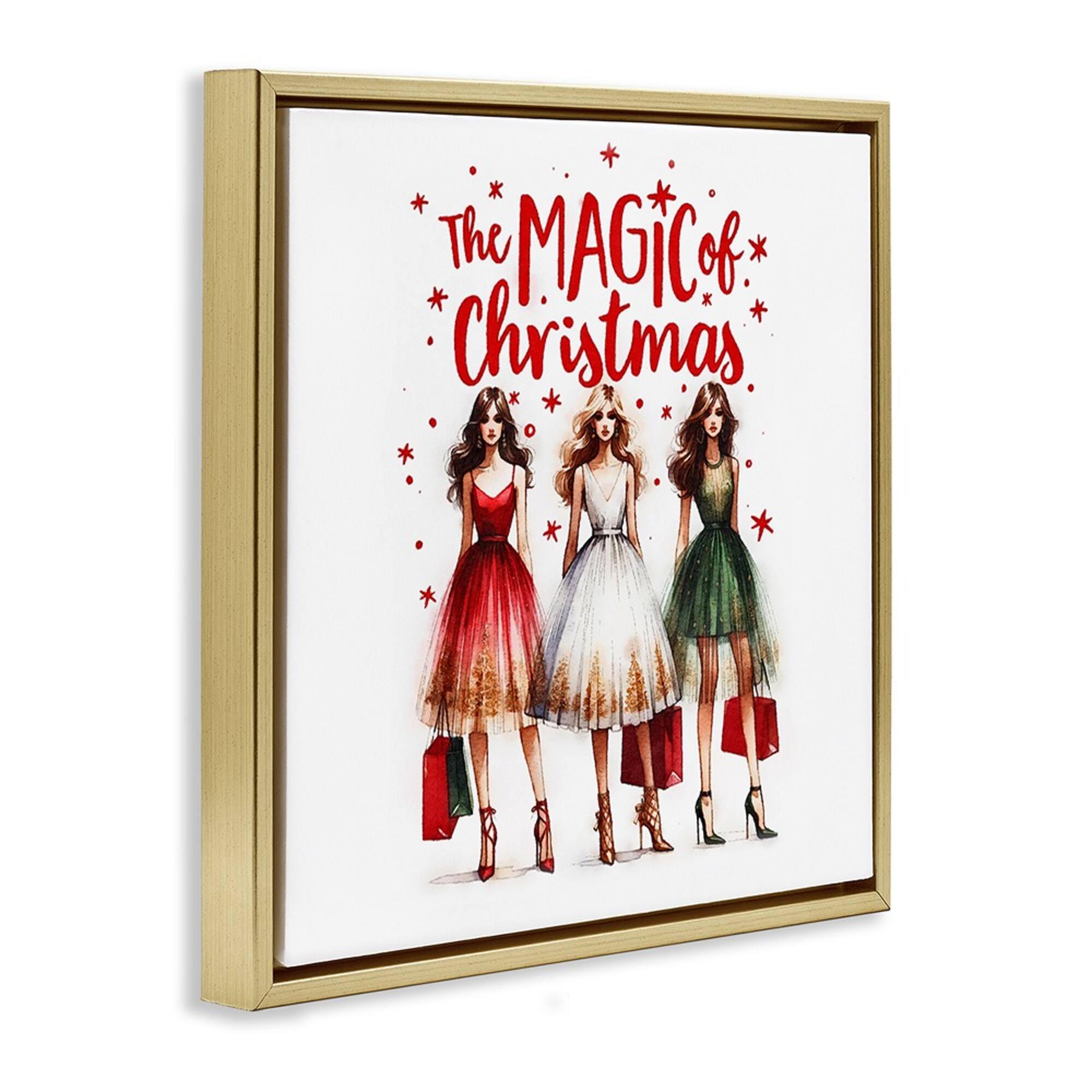 Stupell Industries Glam Magic Of Christmas Floating Frame Wall Art